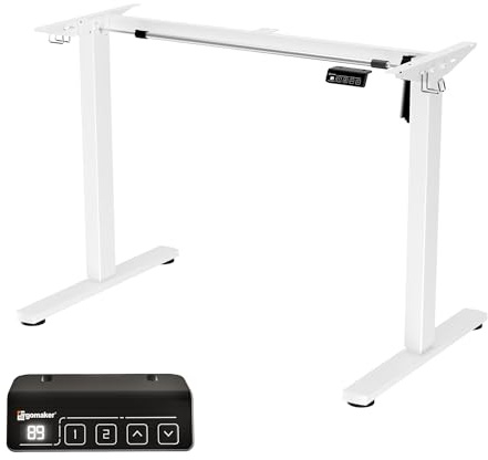 ERGOMAKER Höhenverstellbarer Schreibtisch Gestell mit Memory-Funktion und Soft-Start/Stop, 2-Fach-Teleskop Höhenverstellbarer Schreibtisch Elektrisch Tischgestell (Weiß)