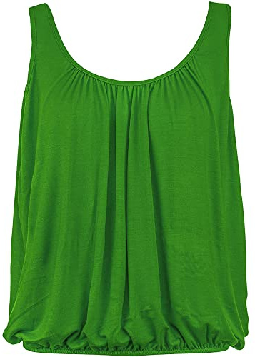Love My Fashions® Women’s Vest Top Sleeveless Round Scoop Neck Tank Bubble Hem Straps Summer Vest Tops for Women UK Jade Green