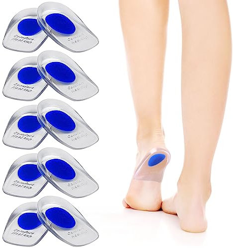 Fersensporn Einlagen, 5 Paar Soft Gel Fersenkissen, Fersenpolster Fersenschutz für Schuhe, Einlegesohlen Fersensporn Damen und Herren, Gelkissen Orthopädisch für die Ferse und Achillessehne (S)