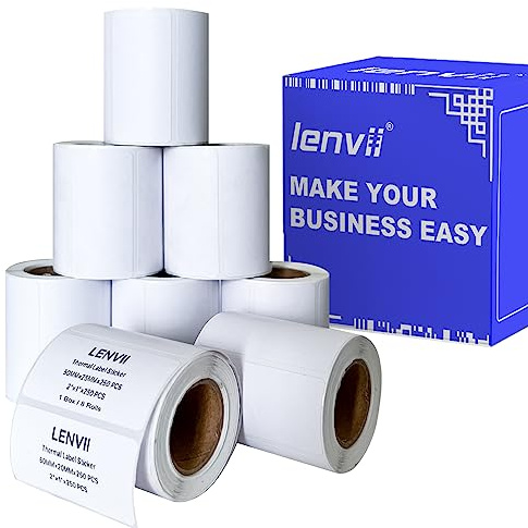 LENVII Etichetta adesiva termica, etichetta autoadesiva multifunzionale, adatta per stampanti di etichette portatili e desktop (50 × 25 mm（8 Rolls）)