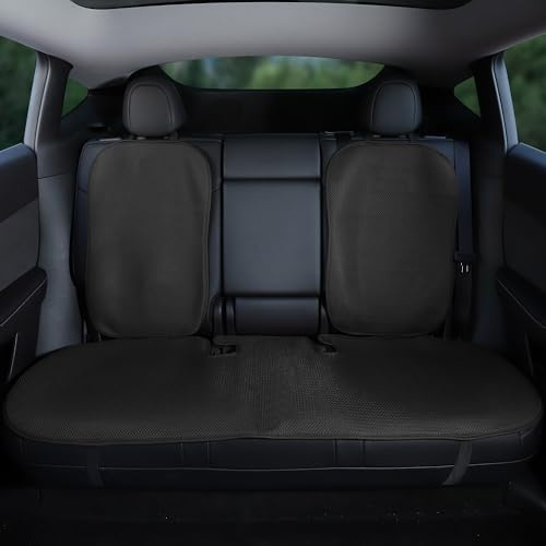 Topabyte Passar för Tesla Model Y 2020–2024, bakre bilsätesöverdrag, andningsbart inre säte, kuddfodral, skydd för alla årstider (utan logotyp) | Andningsbar inre sittdyna baksäte skydd alla årstider skydd halkskydd tillbehör