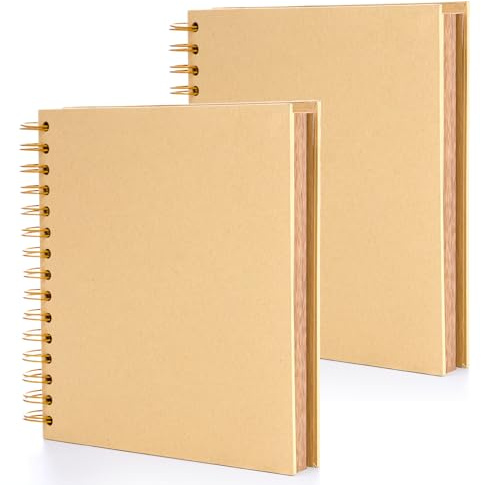 Tosnail 2 Pack 20.5cm DIY Scrapbook, Junk Journal, Total 160 Pages Thick Kraft Paper Memory Book, Autograph Photo Book, Guestbook for Wedding and Anniversary Family School