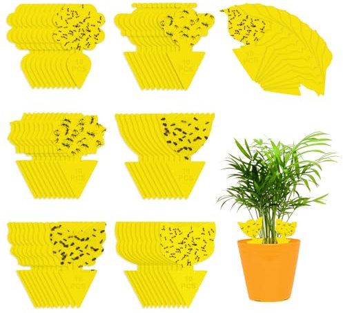 VFANDV Pièges à Insectes, Anti Moucherons Interieur Attrape Moucheron Plantes Autocollants Colle Double-Face Étanche Jaunes Pièges Engluées pour Cuisine Jardin (70)