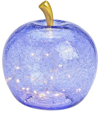 G. Wurm Dekoleuchte Apfel Leuchte (M) Glas, Helllila, Apfel Lampe mit LED Lichterkette, Dekolampe, Tischleuchte, Apfellampe