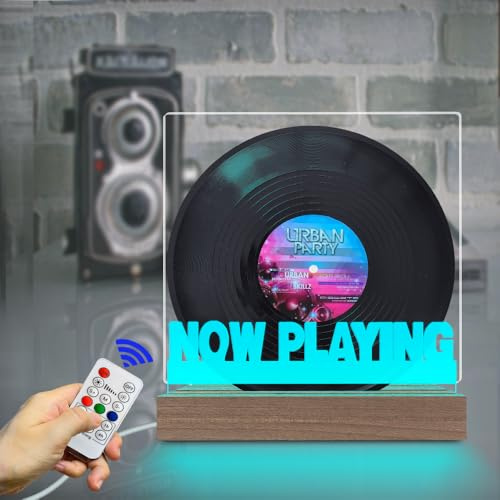 Table disque vinyle support Now Playing de vinyle pour Albums CD avec télécommande 7 couleurs changement LED lumière de nuit cadeaux pour les amis amoureux de la musique décoration de la maison lampe