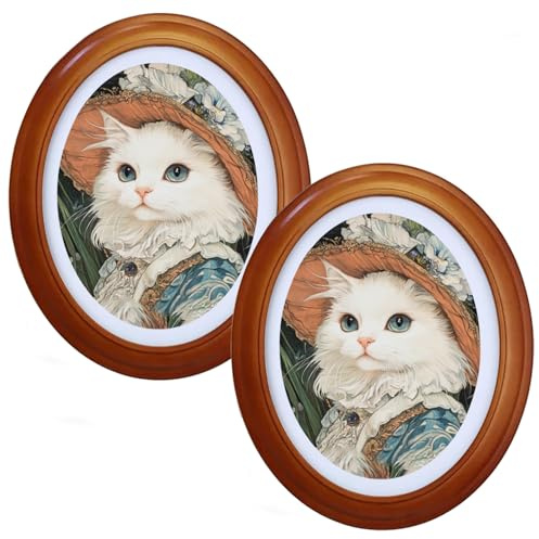 YIFIHGE 2Pack 8x10 oval picture frame Brown oval frame Vintage Oval Photo Frame Wall Hanging Picture Frames for Home Gallery Wedding