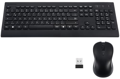 KONTONTY Ensemble Clavier et Souris sans Fil Ergonomique Noir Clavier Silencieux, Connexion Stable 2.4g, Souris Haute Précision pour Bureau à Domicile