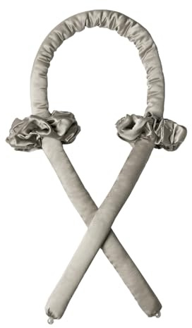 LILYSILK 100% funda de seda de morera y juego de rizos rellenos sin calor – Rulos de noche para rizos suaves, bandas para la cabeza, sin rulos térmicos, con 2 gomas de seda de morera, color gris