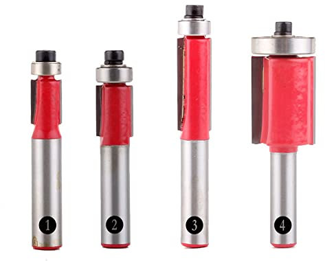 Fresa de mango de carburo sólido ， Broca de fresado de 8 vástagos con rodamiento de extremo for herramienta de corte de carpintería, 4 piezas