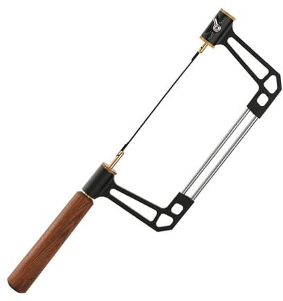 Scie à chantourner, cadre en alliage d'aluminium avec lame de scie 15T, 18T et 24T, scie à chantourner manuelle pour bois, pierre, jade(Round handle)