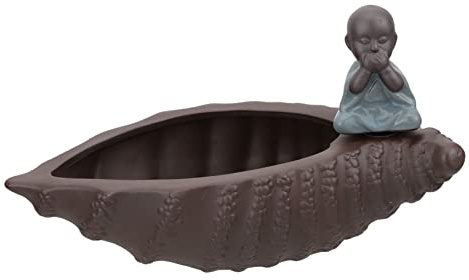 HANABASS Maceta de Suculentas de Cerámica Café, Diseño Monje, 1