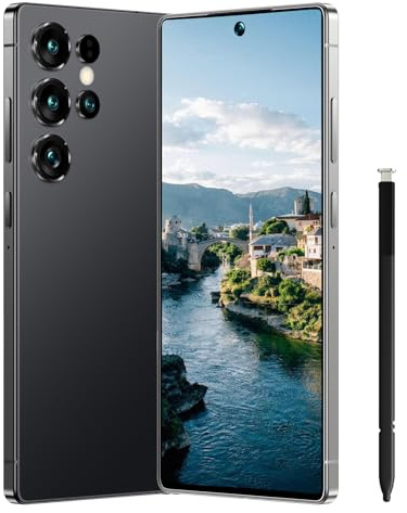 Maustron Entsperrtes Smartphone W24 Ultra Android-Smartphone 8-Kern-Prozessor 8 GB + 256 GB Mobiltelefon 7,3-Zoll-HD-Bildschirm 108 MP + 64 MP Kamera 7000 mAh Akku 5G Dual-SIM (Black)