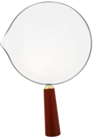 FONDOTIN Cazo de Leche Grande con Mango de Madera Olla Pequeña Ligera para Leche y Sopa Fácil de Limpiar para Desayuno Casa