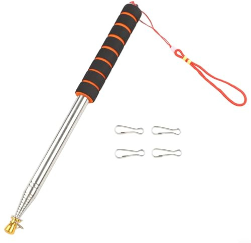Asta de bandera telescópica de mano con 4 clips, poste de bandera portátil de metal ajustable para desfiles, manifestaciones, eventos deportivos y exhibiciones al aire libre, para un fácil transporte