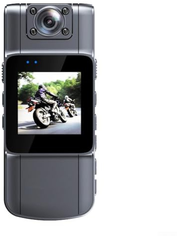 UrbanHui Videocamera intelligente HD, 1080p, wireless, leggera, con obiettivo rotante a 180°, durata prolungata della batteria, display da 1,5 pollici, grandangolare, per ciclismo, motociclismo