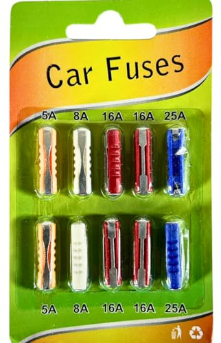 KFZ Torpedo Sicherungen 10er Set 5A-25A Abschmelzsicherungen Oldtimer Auto Sicherungssatz Stromsicherung Fahrzeug Sicherung Oldtimer Ersatz Sicherungen Auto 6V 12V Stromkreis Sicherung Classic