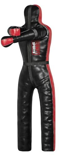Mannequin de lutte confortable pour adulte BJJ, judo, lutte, position debout, JIU Jitsu, MMA, sparring, auto-défense, entraînement MMA - non rempli - 145 cm, 170 cm (rouge/noir, 170 cm)