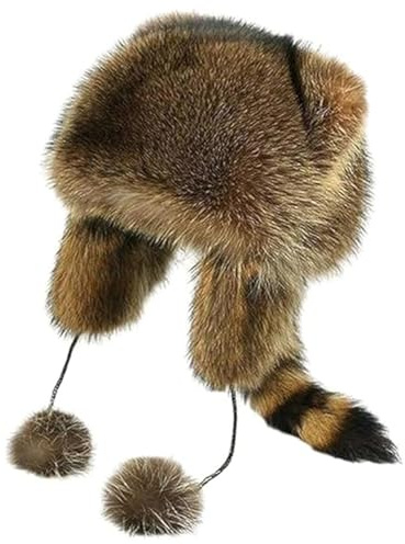Winter Cute Raccoon Plush Hats, Plush Hat with Raccoon Tail, Soft Plushs Winter Earflap Trapper Hat, Warm Furry Animal Costume Hats for Kids & Women, Cozy Adjustable Cold Weather Cap (Children)
