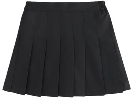 Mjjsk Gonne a pieghe svasate per la scuola con pantaloncini estivi elasticizzati a vita alta casual una linea minigonna per bambini skater skorts da tennis, Nero , 9-10 Anni