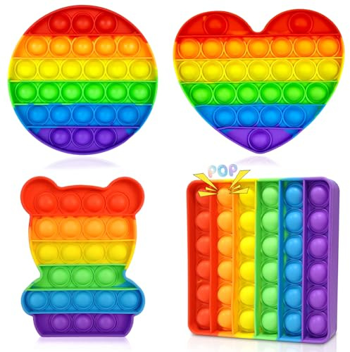 Kutakuta 4 Pièces Push and Pop Bubble Sensory Toy,Jouets Squish avec étirement Et Compression Balles Sensorielles Douces pour La Concentration Et Le Calme Enfants Adultes