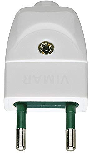 Vimar RI.00200B Petite fiche avec protection SICURY 2P 10A 250 V~, norme italienne type S10, sortie câble axial, blanc