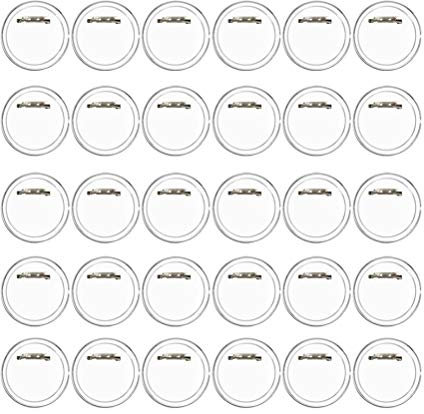 FOROREH 30er Buttons Selber Machen ohne Buttonmaschine Transparente DIY Ansteckbuttons Set Ø 60mm x 40mm Buttons mit Anstecknadel für Foto Bild Kleidung