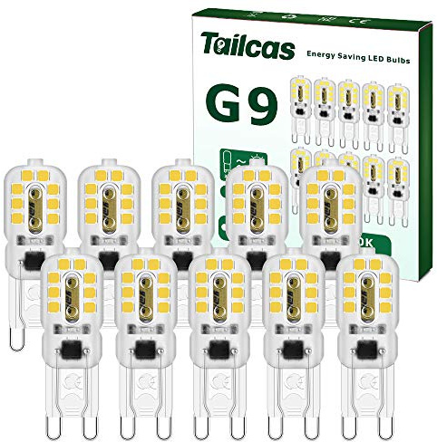 3W G9 LED Bulbs, Equivalent 30W Halogen Bulb, 6000K G9 Bulbs Cool White | 300LM 360° Mini Capsule Led G9 Lamp Cool White, AC/DC 220-240V G9 Light Bulbs for Lighting Decor, Chandelier Home (10 Packs)