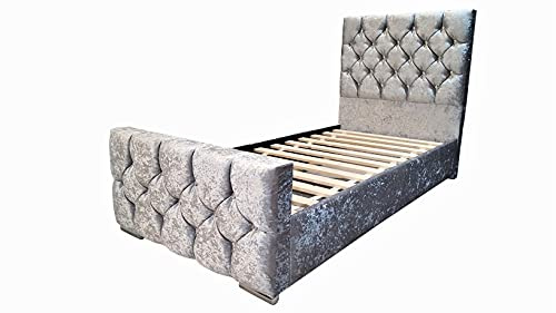 Hi-Q Furnishings Alice Upholstered Diamante Single Bed Frame, Black