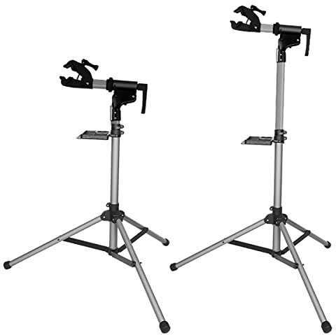 MidGard Montageständer mit Stativ für Profis, Fahrradständer für Fahrrad & e-Bike, MTB, Rennrad usw. Silber