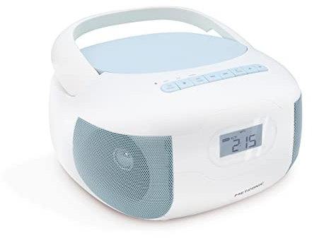 Metronic 477187 - Radio CD Lector portátil con Bluetooth Azul, Compacto Reproductor de CD con Altavoz estéreo, Entrada USB, microSD, Radio FM, Entrada AUX y Conector para Auriculares