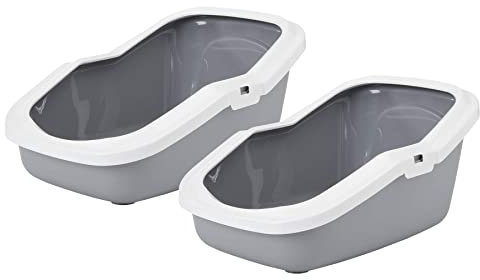 2er Sparpack Katzentoilette Katzenklo mit Rand ASEO grau-Weiss