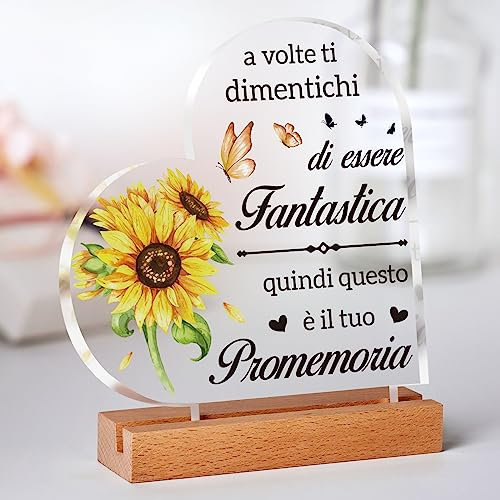 Regalo Donna, Regalo Girasole - Regali di ispirazione in Targa acrilica, Regali di Compleanno Donna, Regalo donna natale, Regali Ispirativi per Migliori Amiche, Colleghe, Moglie, Mamma, Sorelle