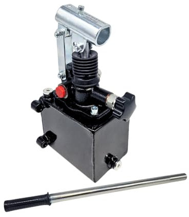 Flowfit Handpumpe 45 CC, für einfachwirkenden Zylinder, mit Entlastungsventil, montiert mit einem Tank, 600 mm Handhebel im Lieferumfang enthalten (1-Liter-Tank)