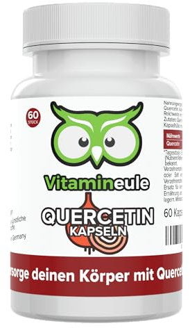 Quercetin Kapseln - hochdosiert 300 mg - bioaktiv & vegan - Produktion in Deutschland - Quercetin-Pulver ohne Zusatzstoffe & laborgeprüft - Kapseln statt Tabletten & Tropfen - Vitamineule®
