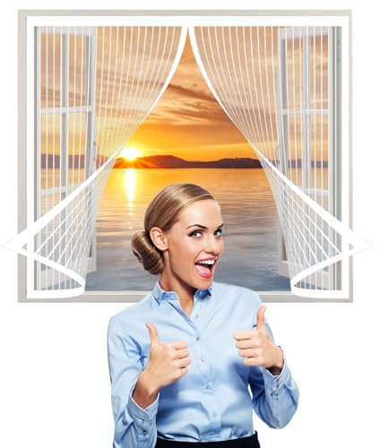 Fly Screen Mosquito Net 174 x 120 cm(69 x 47inch), Mesh Anti Mosquito, Easy to Install for Air Conditioning Room/Kitchen Window, White