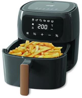 STANDART | Heißluftfritteuse 6l - 1300W | Airfryer mit Timer und Automatische Ausschaltfunktion | Heissluftfritteuse für Fisch, Nuggets, Steak | Luftfritteuse Fettfrei und Ohne Öl | Air Fryer - Grau