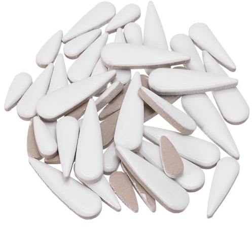 sourcing map Petal Mosaic Tiles for Crafts 100g Tear Drop Porcelain Mosaic Tiles for Mosaic Art Projects and Outdoor Decorations White