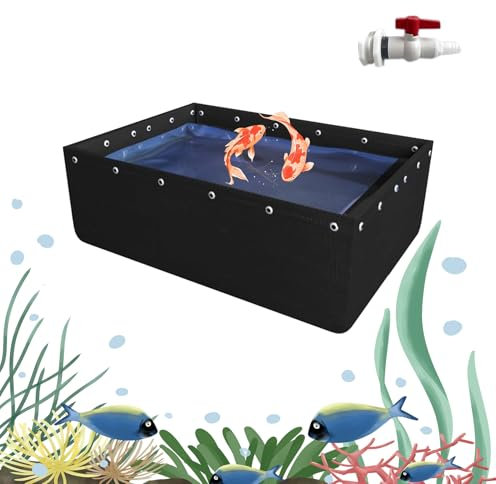 Ywanwj 1x1.5x0.8m Bassin à Poissons Pliable en Toile,Bassin de Culture pour approvisionnement en Eau étangs, réservoir de Poissons étang à Koi Portable, Housse pour étang, Bassin de Culture