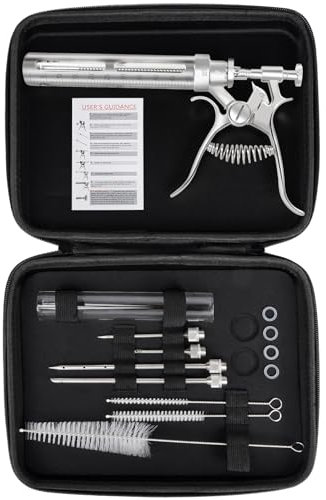 Siringa automatica per affumicatura – Kit professionale automatico per barbecue per marinata di carne, 56,7 g di grande capacità e 4 aghi perforati, con involucro in metallo anticaduta e vasca in
