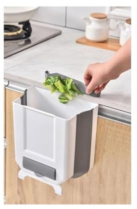 HYGRAD BUILT TO SURVIVE Small Kitchen Compost Bin Hanging Trash Can Wall Mount Kitchen Counter Bin 2.4 Gallon Trash Garbage Waste Recycling Bin Container