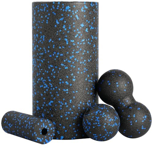 Luazvilkpsar Faszienrolle Set, Foam Roller, Faszienball mit Faszienrolle Klein, Duoball und Einzelball, Muskelverspannungen lindern, Massagerolle, Faszien Set für Rücken, Nacken, Wirbelsäule, Beine