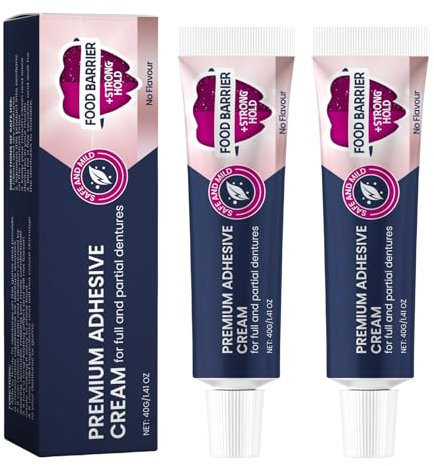 Gel adesivo per protesi dentali (2 X 40 g) crema adesiva termoplastica unisex, cura quotidiana in viaggio, 2 pezzi