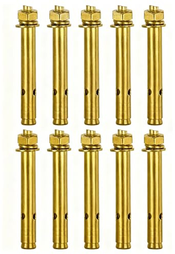Crozgan 10Pcs M10 Heavy Duty Expansion Bolts,Hex Bolt Sleeve Anchor Bolts,External Hex Expansion Screw Bolt for Wall Fixings (M10*100mm)