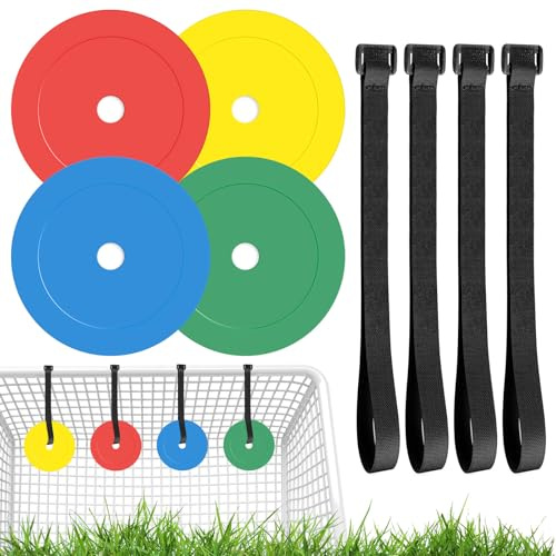 Set da 4 bersagli per porta da calcio, rete rotonda da 15 cm con cinghia regolabile da 100 cm, bersagli angolari premium per migliorare la precisione nei tiri, tiri in porta