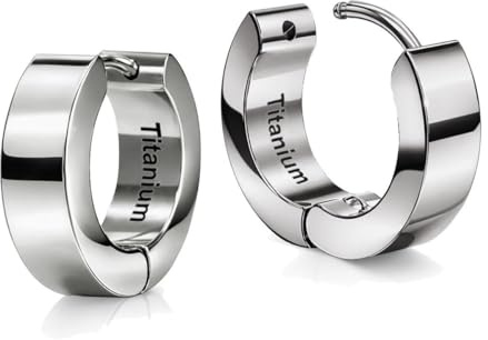 Soul-Cats Klappcreolen aus G23 Titan in Silber - Ultraleichte Unisex Creolen Ohrringe für Damen und Herren Größe Ø 14 mm / 5 mm breit