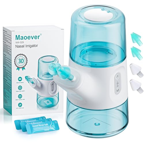 Nasal Irrigation System – Sinus Rinse Machine with Dual Water Tank 298ml, Automatic Waste Collection & Adjustable Water Flow – Nasal Washer for Allergy Relief, Congestion & Sinus Care