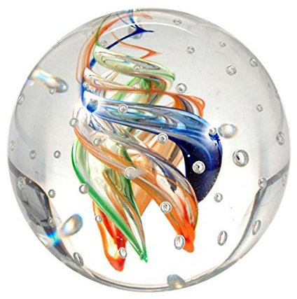 Traumkugel 172 Glaskugel, bunte Spiralen mit vielen Blasen, Briefbeschwerer, Wunschkugel ca. 6,5-7 cm