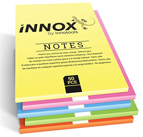 Innox-Notes moderation och papper DIN A5 5er Set flerfärgad | Fäster på alla ytor utan magneter, stift eller lim, visualisera, flytta, strukturera idéer