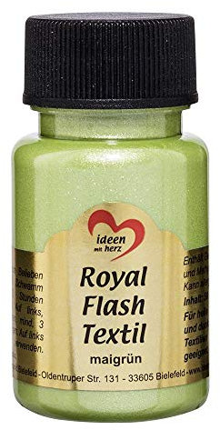 Ideen mit Herz pintura textil metalizada Royal Flash | Color Metálico de Alto Brillo | Adecuado para tejidos y telas Claros y Oscuros | Camisetas, Bolsos, Ropa | 50 ml (mayo verde)