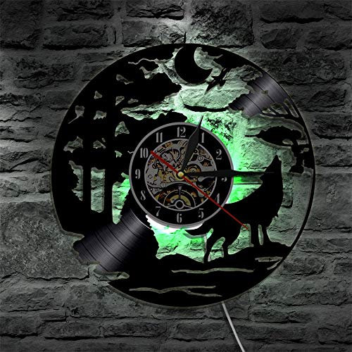 YUN Clock Wanduhr Aus Vinyl Schallplattenuhr Upcycling LED Familien Dekoration 3D Design-Uhr Wohnzimmer Schlafzimmer Restaurant Wand-Deko Schwarz : 30cm (D)